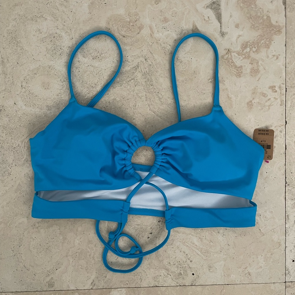 Blue Strappy Bikini Top